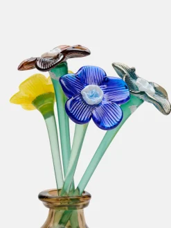 New HOFF MOUTHBLOWN CRYSTAL FLOWER BROWN