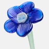 New HOFF MOUTHBLOWN CRYSTAL FLOWER BLUE
